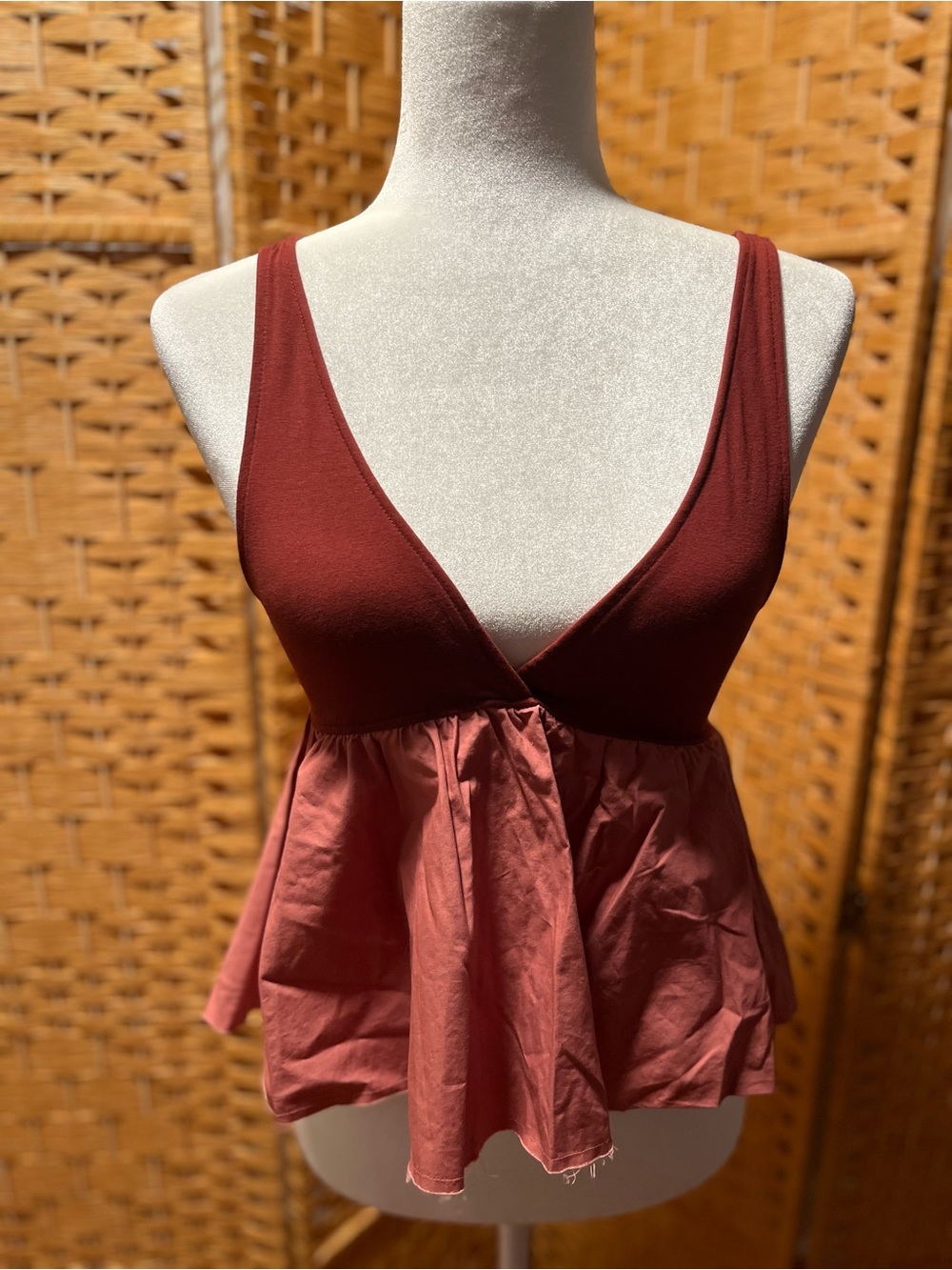 Kimchi Blue Two-Tone Burgundy Babydoll Camisole